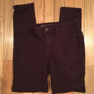 AE Maroon Stretch Jegging 4S